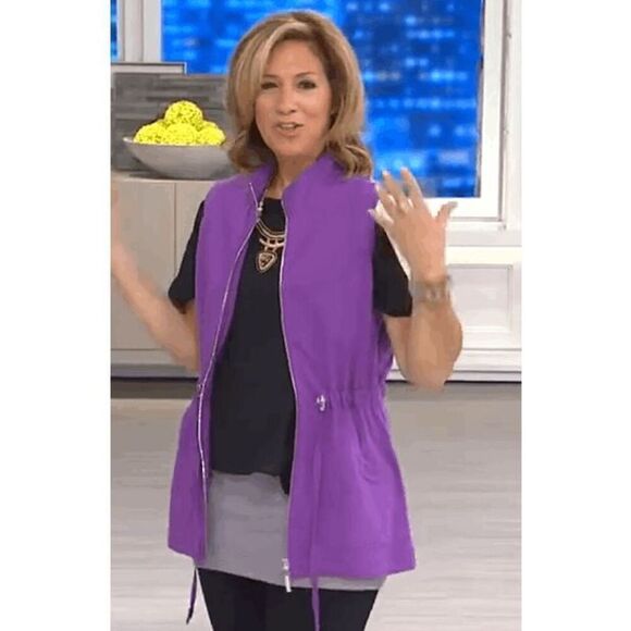 Susan Graver Womens 3X Weekend French Terry Zip Front Vest Intense Iris NWT‎ - Picture 2 of 8